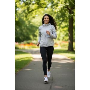 Lululemon Light Gray Hooded Windbreaker Jacket Mesh Lined Women’s 8